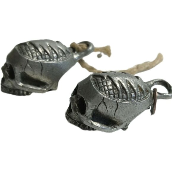 Skull Bead Pendant Charm Gothic Punk Rock Silver Metal Biker Pewter - Picture 3 of 8